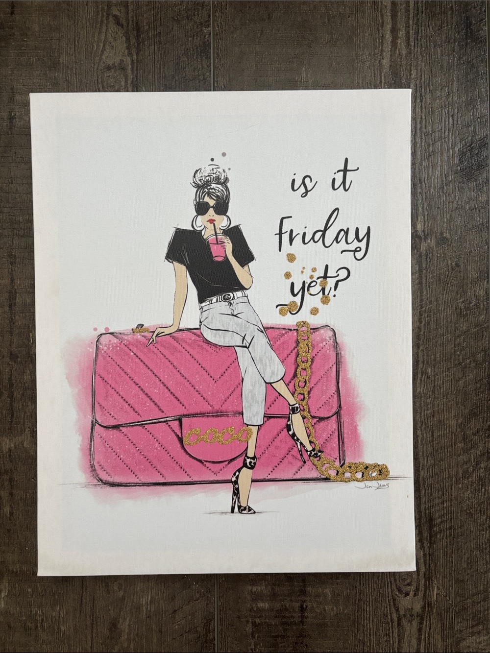 'Is It Friday Yet?' Canvas Wall Art by Jin Jing